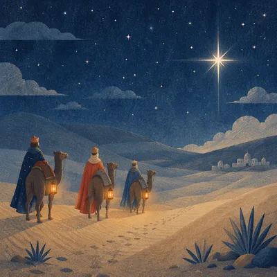 Wise Men Journey Beneath Desert Star