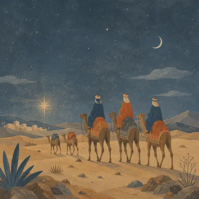 Wise Men Caravan Under Guiding Star