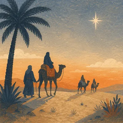 Wise Men Caravan Beneath Advent Star