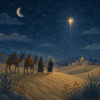 Wise Men Follow Advent Star Across Desert