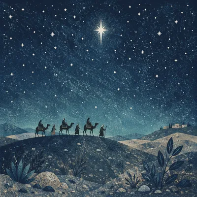 Wise Men Caravan Beneath Guiding Star