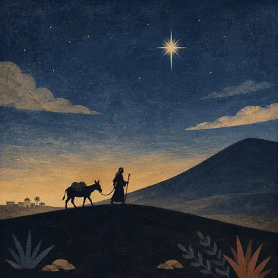 Wise Men Journey Under Desert Star