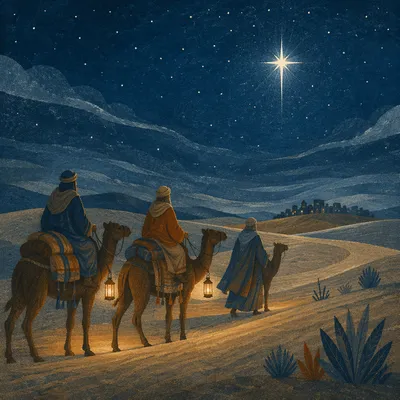 Wise Men Caravan Beneath Bethlehem Star