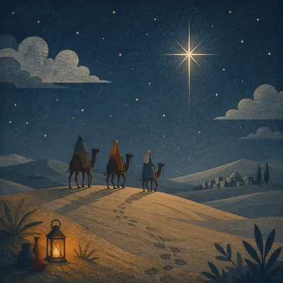 Wise Men Journey Beneath Bethlehem Star