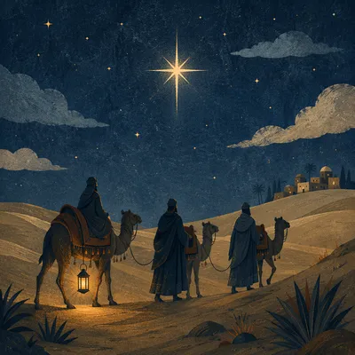 Wise Men Caravan Beneath Christmas Star