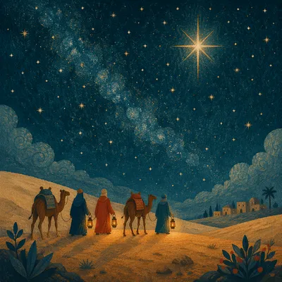 Wise Men Journey Under Guiding Star