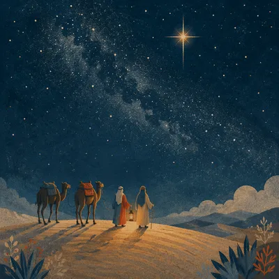 Guiding Star Over Desert Travelers