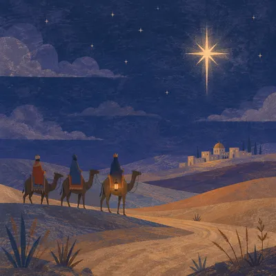 Wise Men Journey Beneath Desert Star