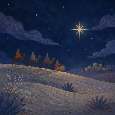 Wise Men Journey Beneath Desert Star