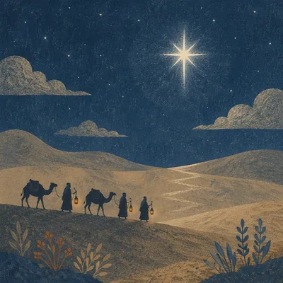 Wise Men Journey Beneath Desert Star