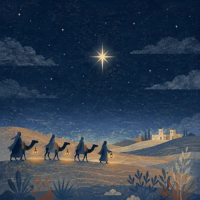 Wise Men Journey Under Advent Star
