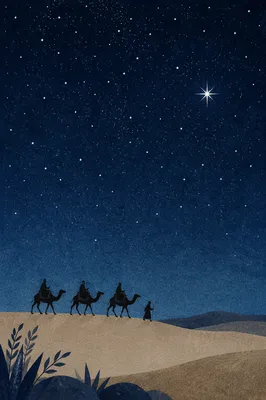 Wise Men Crossing Desert Under Guiding Star