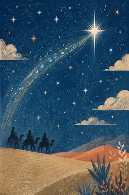 Wise Men Journey Beneath Bethlehem Star