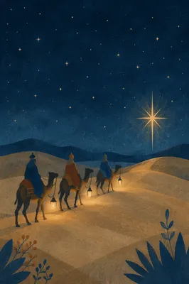 Wise Men Journey Under Desert Star