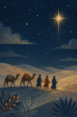 Wise Men and Camels Under Star