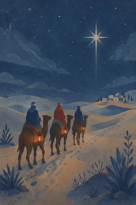 Wise Men Journey Under Desert Star
