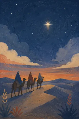 Wise Men Journey Beneath Christmas Star