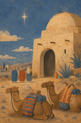 Wise Men Journey Through Desert Twilight