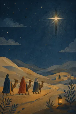 Wise Men Journey Under Bethlehem Star