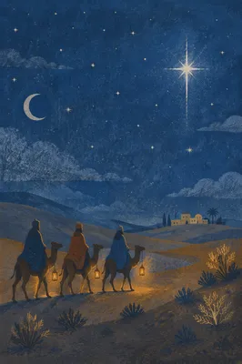 Wise Men Journey Under Desert Star