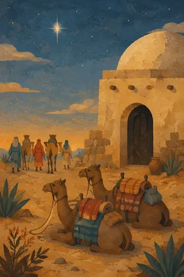 Wise Men Journey Under Desert Star