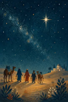 Wise Men Journey Under Guiding Star