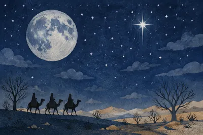 Wise Men Under Desert Moonlight