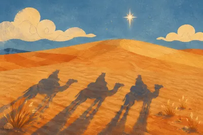 Wise Men Shadows Beneath Guiding Star