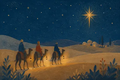 Wise Men Caravan Under Twilight Star