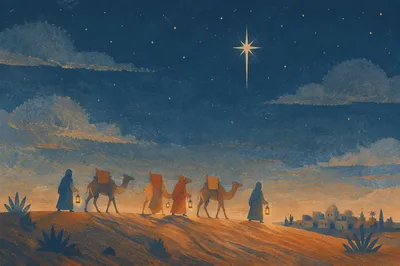 Wise Men Caravan Beneath Bethlehem Star