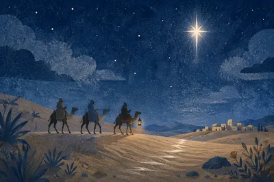 Wise Men Caravan Beneath Bethlehem Star