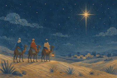 Wise Men Journey Beneath Christmas Star