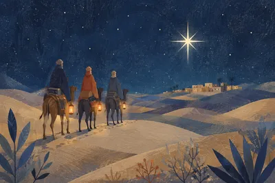 Wise Men Journey Under Desert Star