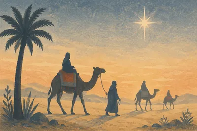 Wise Men Caravan Under Advent Star