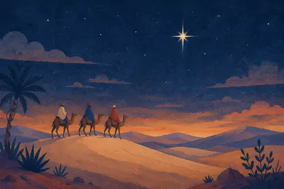 Wise Men Caravan Beneath Christmas Star