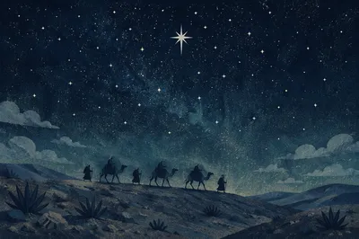 Wise Men Caravan Beneath Guiding Star