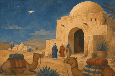Wise Men Journey Under Desert Star
