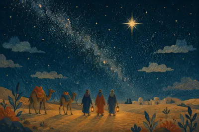 Wise Men Journey Beneath Guiding Star