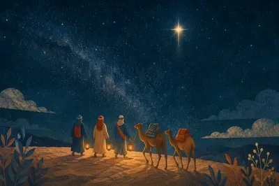 Wise Men Journey Beneath Guiding Star