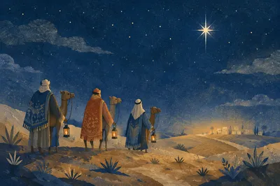 Wise Men Journey Beneath Bethlehem Star