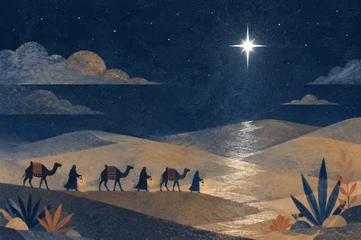 Wise Men Journey Beneath Desert Star