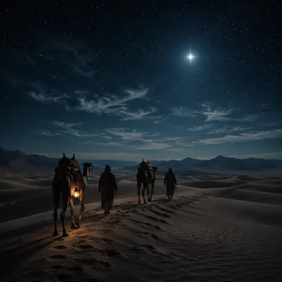 Wise Men Journey Under Bethlehem Star