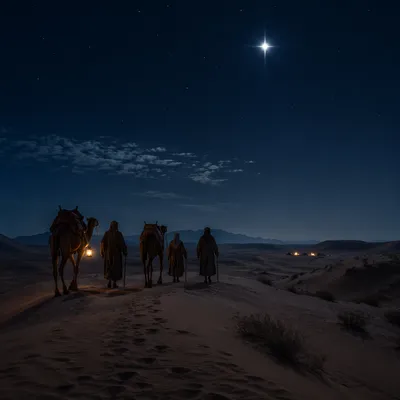Wise Men Journey Beneath Bethlehem Star