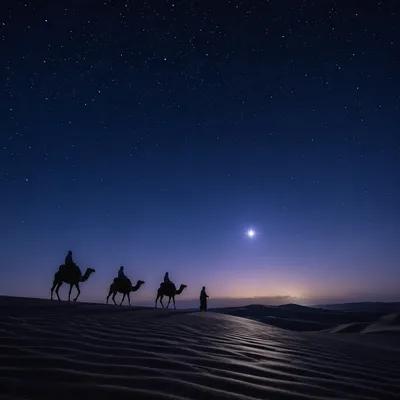 Wise Men Crossing Desert Under Advent Star