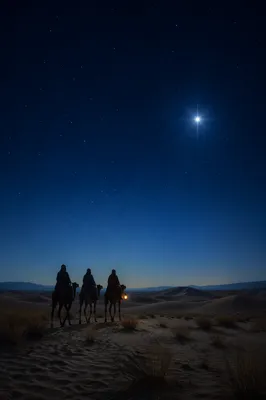 Wise Men Caravan Beneath Christmas Star