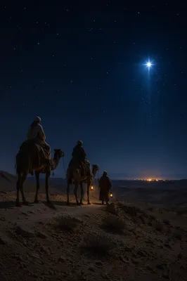 Wise Men Journey Beneath Bethlehem Star
