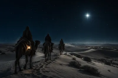 Wise Men Journey Beneath the Christmas Star