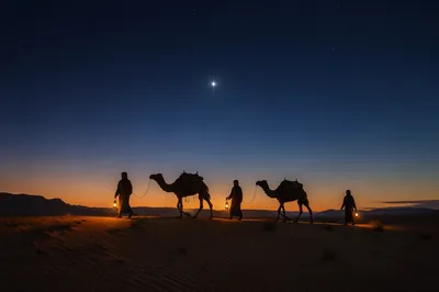 Wise Men Caravan Under Bethlehem Star