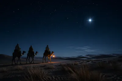 Wise Men Caravan Beneath Christmas Star