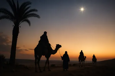 Wise Men Caravan Beneath Advent Star